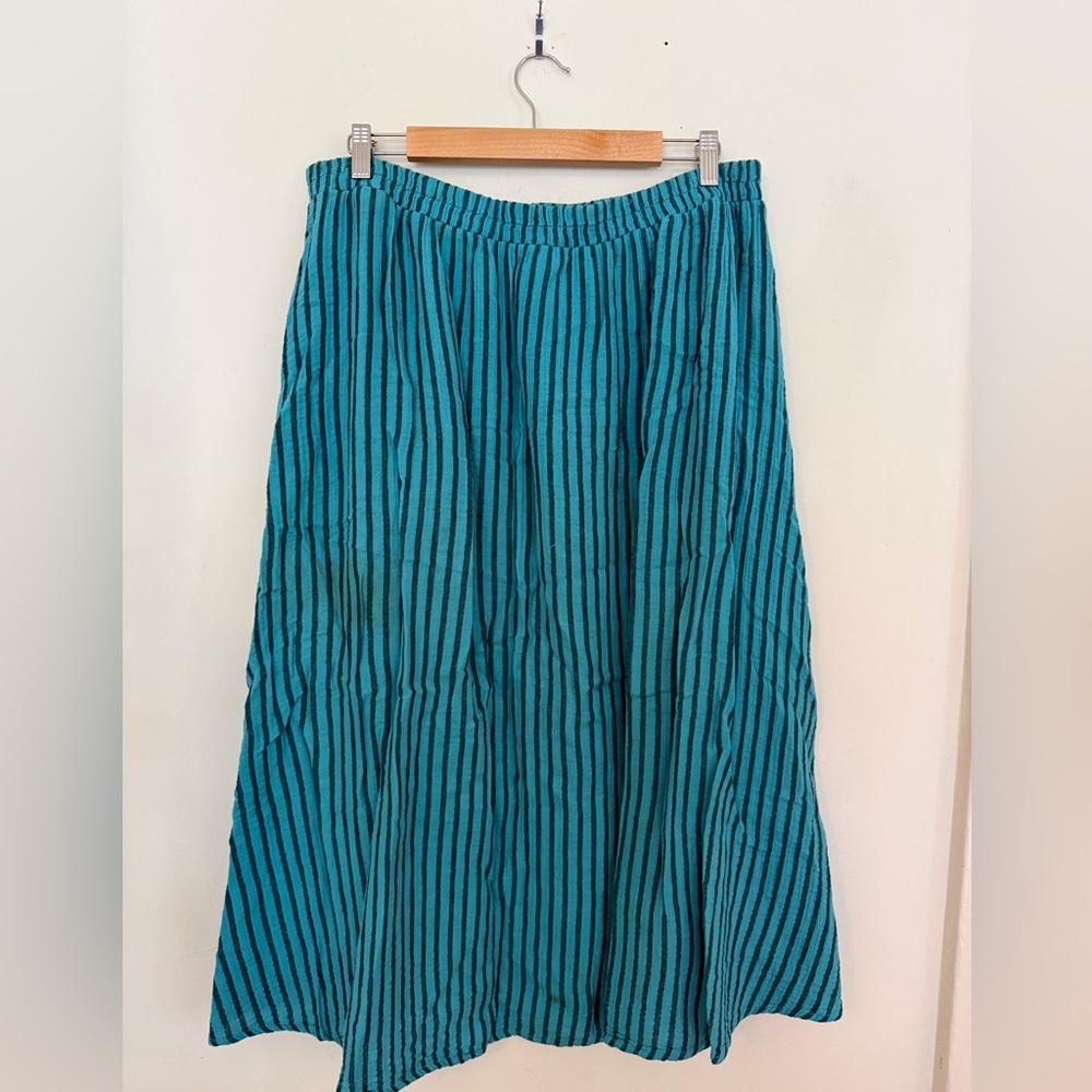 Curator SF Fawn Skirt in Turquoise/Black Stripe, Size 2XL Petite